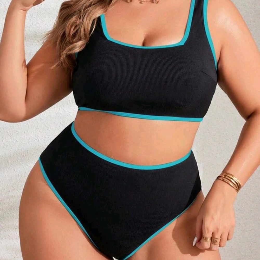Women's Black Bikini with Blue Trim